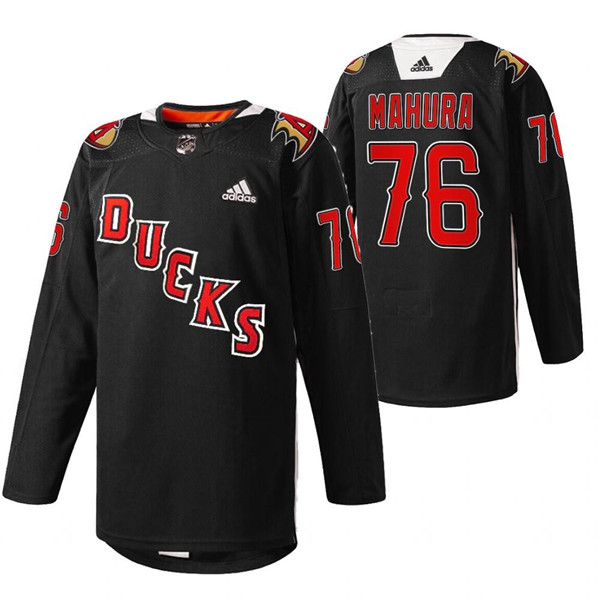 Men's Anaheim Ducks #76 Josh Mahura 2022 Black Angels Night Stitched Jersey